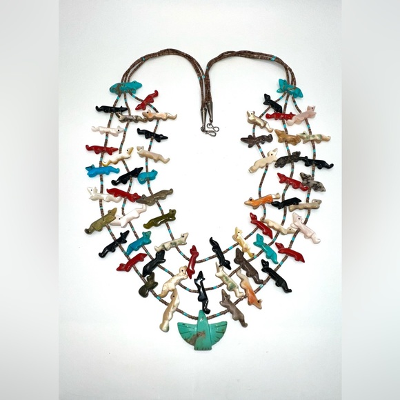 Gaspeite and Turquoise Heishi Five Strand Necklace Santo Domingo
